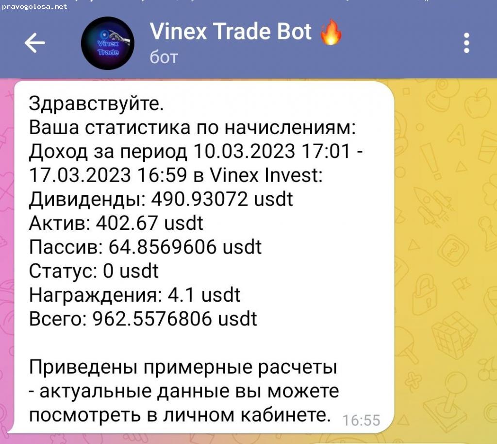 Отзыв на Vinex Trade