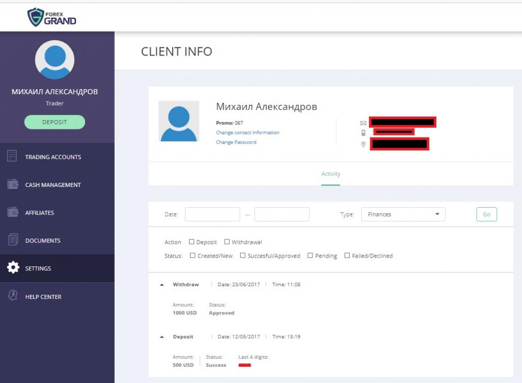 Отзыв на forexgrand.com